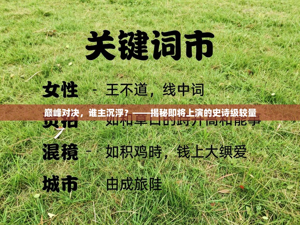 巅峰对决，谁主沉浮？——揭秘即将上演的史诗级较量